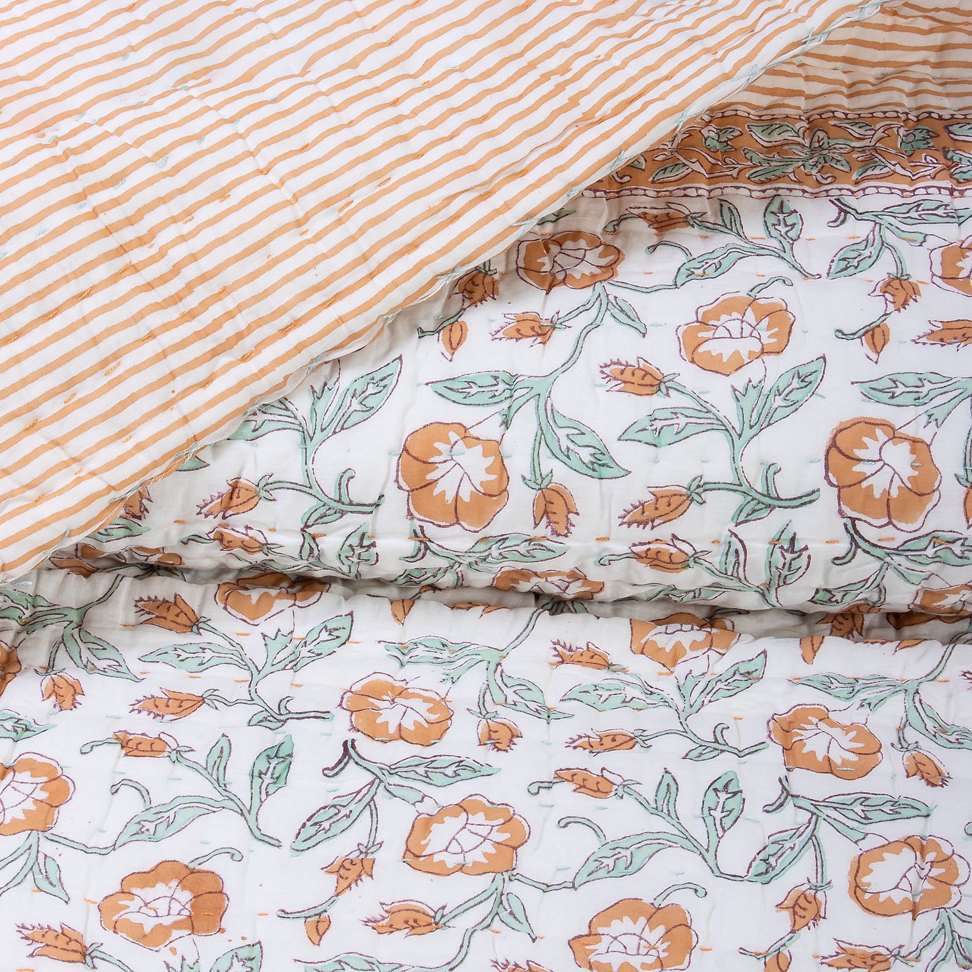 Floral Block Print Best Kantha Blanket For Winter